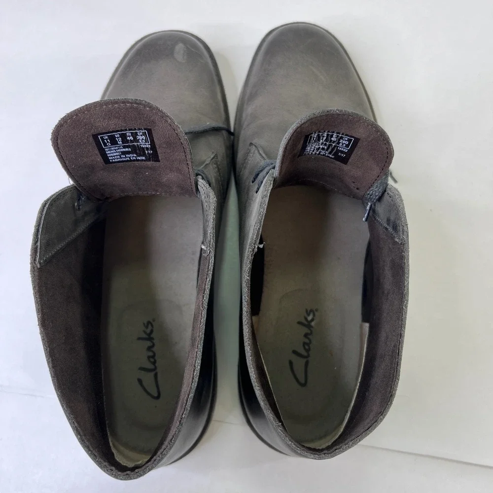 Clarks Bushacre 2 Mens Sz 12 Charcoal Grey Beeswax Leather Chukka Desert Boots